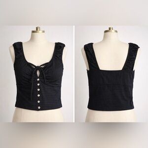 Dotti Black Buttoned Crop Top